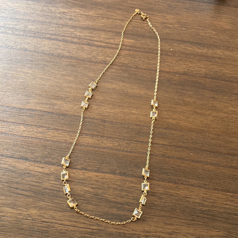 J crew clear square crystal gold tone necklace - Picture 6 of 9